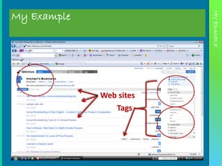 My Example




                         MY EXAMPLE
             Web sites
                Tags
 