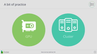 Deep Learning Lightning Talk 10
A bit of practice
GPU Cluster
 