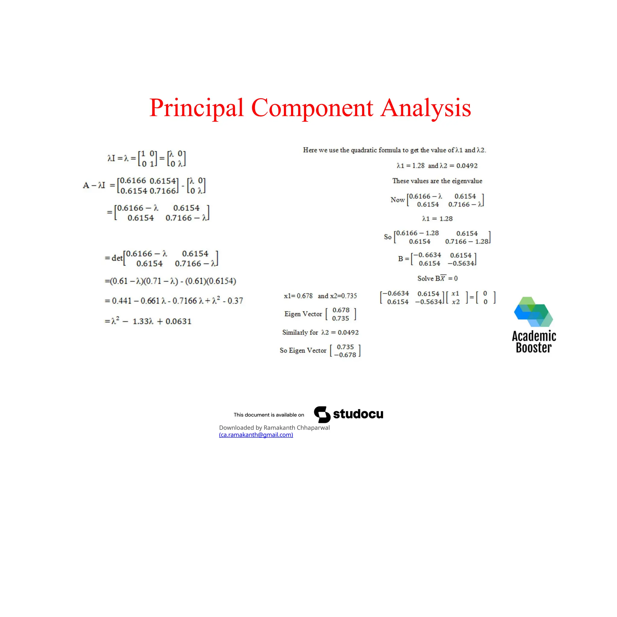 Principal Component Analysis
Downloaded by Ramakanth Chhaparwal
(ca.ramakanth@gmail.com)
 