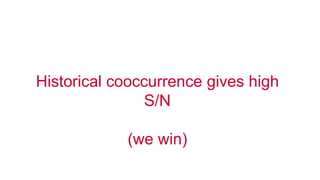 © 2016 MapR Technologies 72
Historical cooccurrence gives high
S/N
(we win)
 