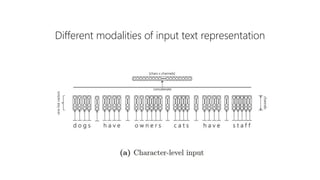 Different modalities of input text representation
 