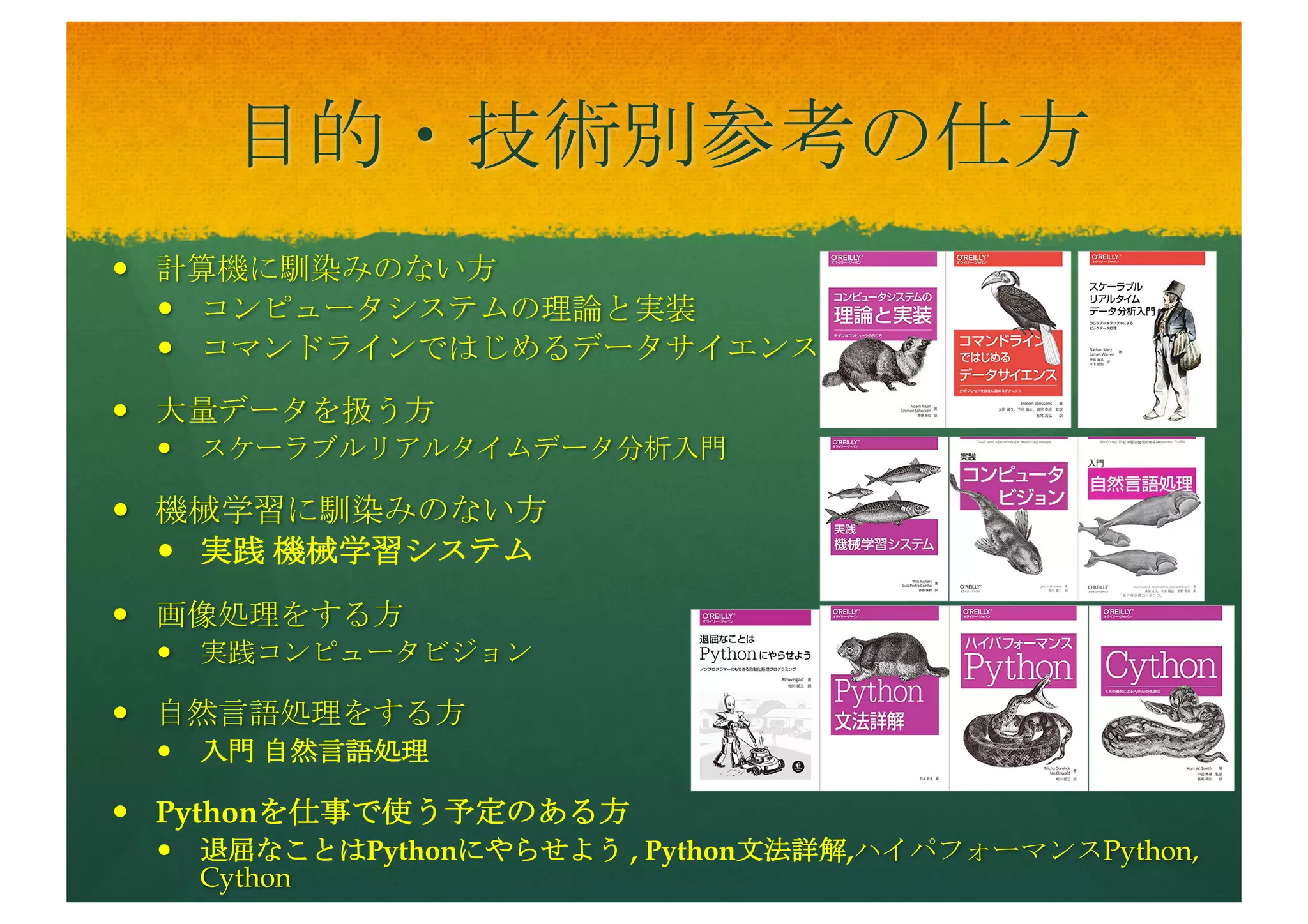 私的追加参考文献
Pythonについて4冊と基礎・応用分野6冊
 