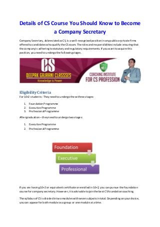 Know Details Of Cs Course To Become Company Secretary With Cs Deepak