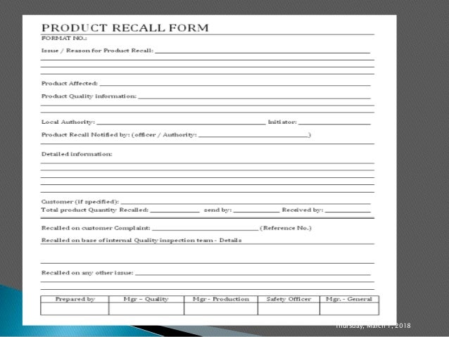 handling of pharmaceutical product recall