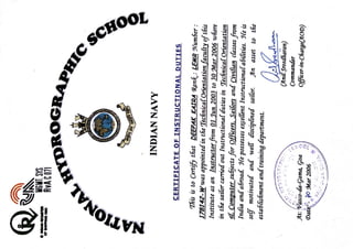 Instructor National Hydrographic School, India (IHO Cat ‘a’ certified institution)