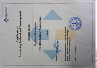 Project simulation assessment certificate