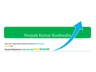 Deepak Kumar Kushwaha
Why your organization Needs the best of Seasoned,
Young and
Proven Professional to take forward the Growth.
A Profile
 