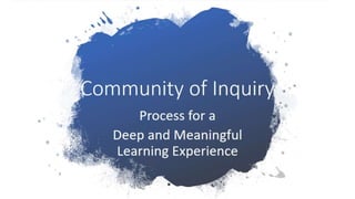 Engagement for Deep and Meaningful Learning in the Virtual Environment