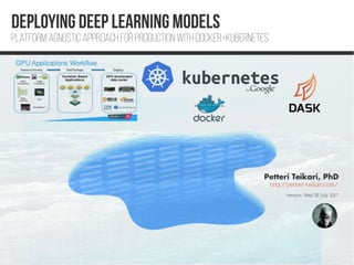Deploying deep learning models
Platform agnostic approach for production with docker+Kubernetes
 