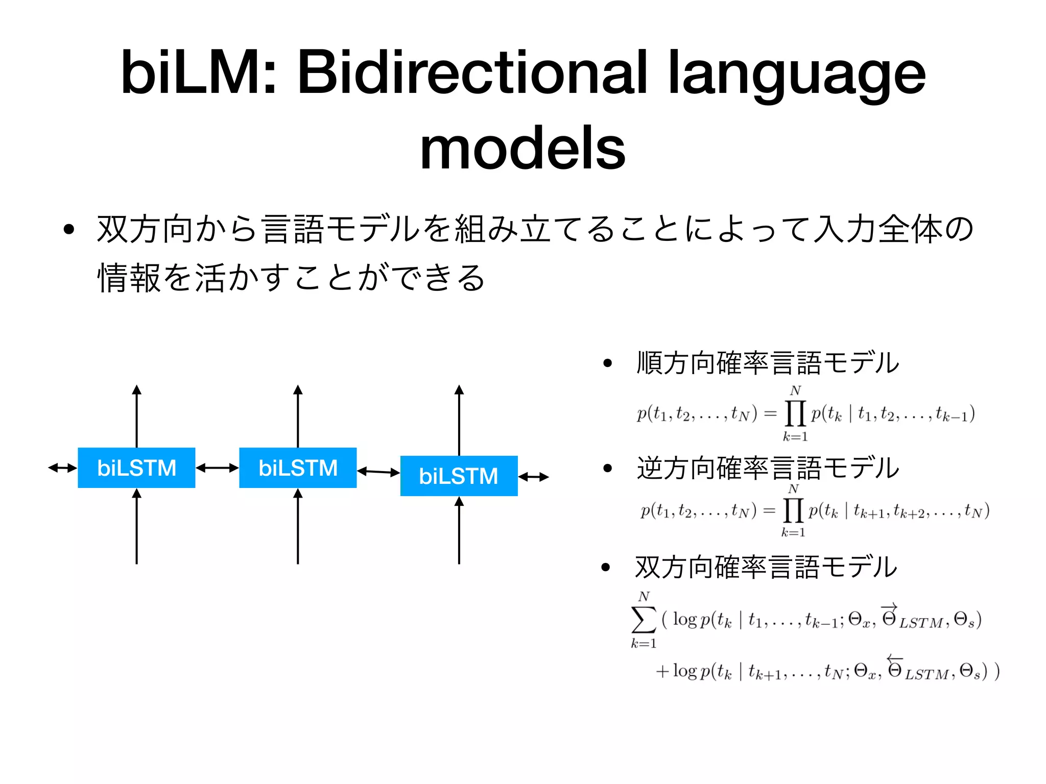 biLM: Bidirectional language
models
•
•
•biLSTM biLSTMbiLSTM
•