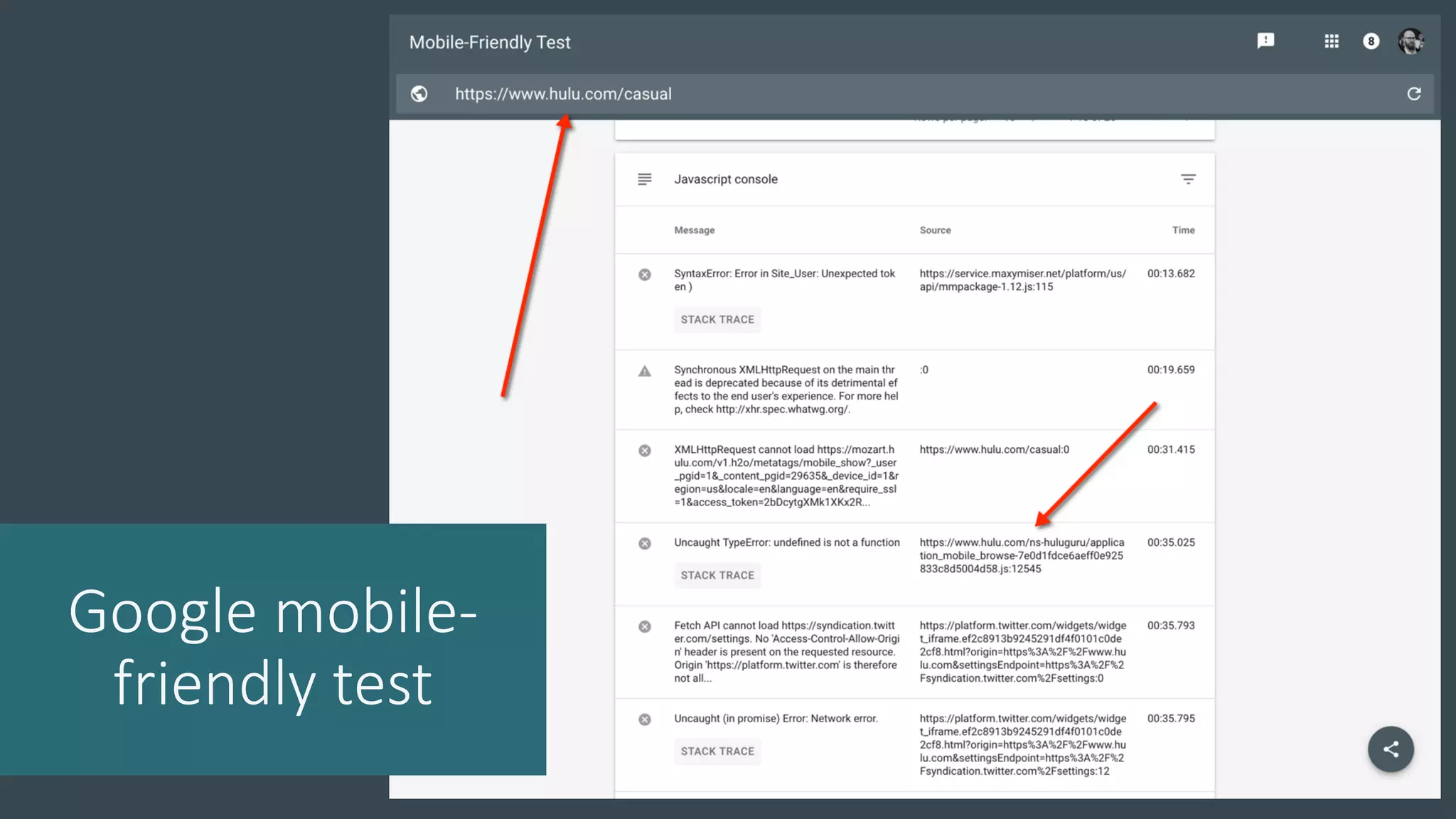 Google mobile-
friendly test
 