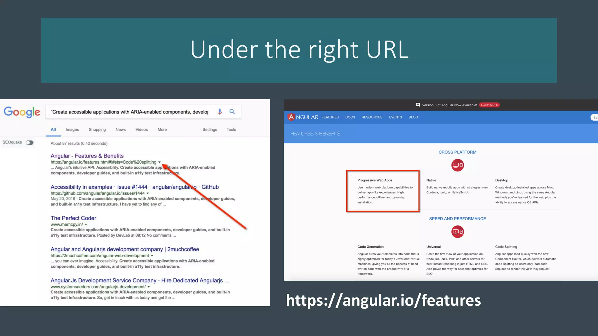 Under the right URL
https://angular.io/features
 