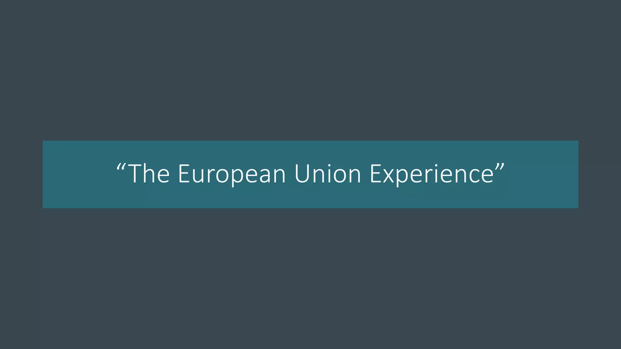 “The European Union Experience”
 