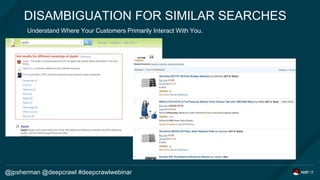 DISAMBIGUATION FOR SIMILAR SEARCHES
Understand Where Your Customers Primarily Interact With You.
@jpsherman @deepcrawl #de...