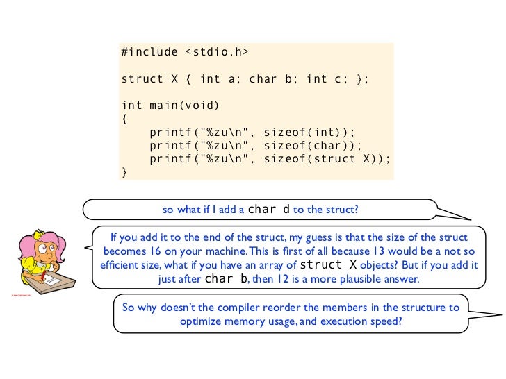 include stdio h struct x size of a struct
