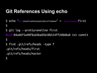 Internal Data Structure
tree
blob tree
blob
tree
blob
e00dd
son85ab7
pets
8e1e2
son
85ab7
pets
6a1f9
cat
 