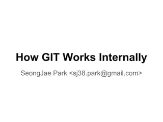 How GIT Works Internally
SeongJae Park <sj38.park@gmail.com>
 