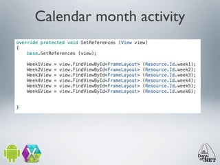 Calendar month activity

 
