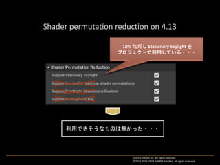 -18% ただし Stationary Skylight を
プロジェクトで利用している・・・
利用できそうなものは無かった・・・
Ⓒ2016 BYKING Inc. All rights reserved.
Ⓒ2015-2016 EXIGE GAMES Sdn.Bhd. All rights reserved.
 