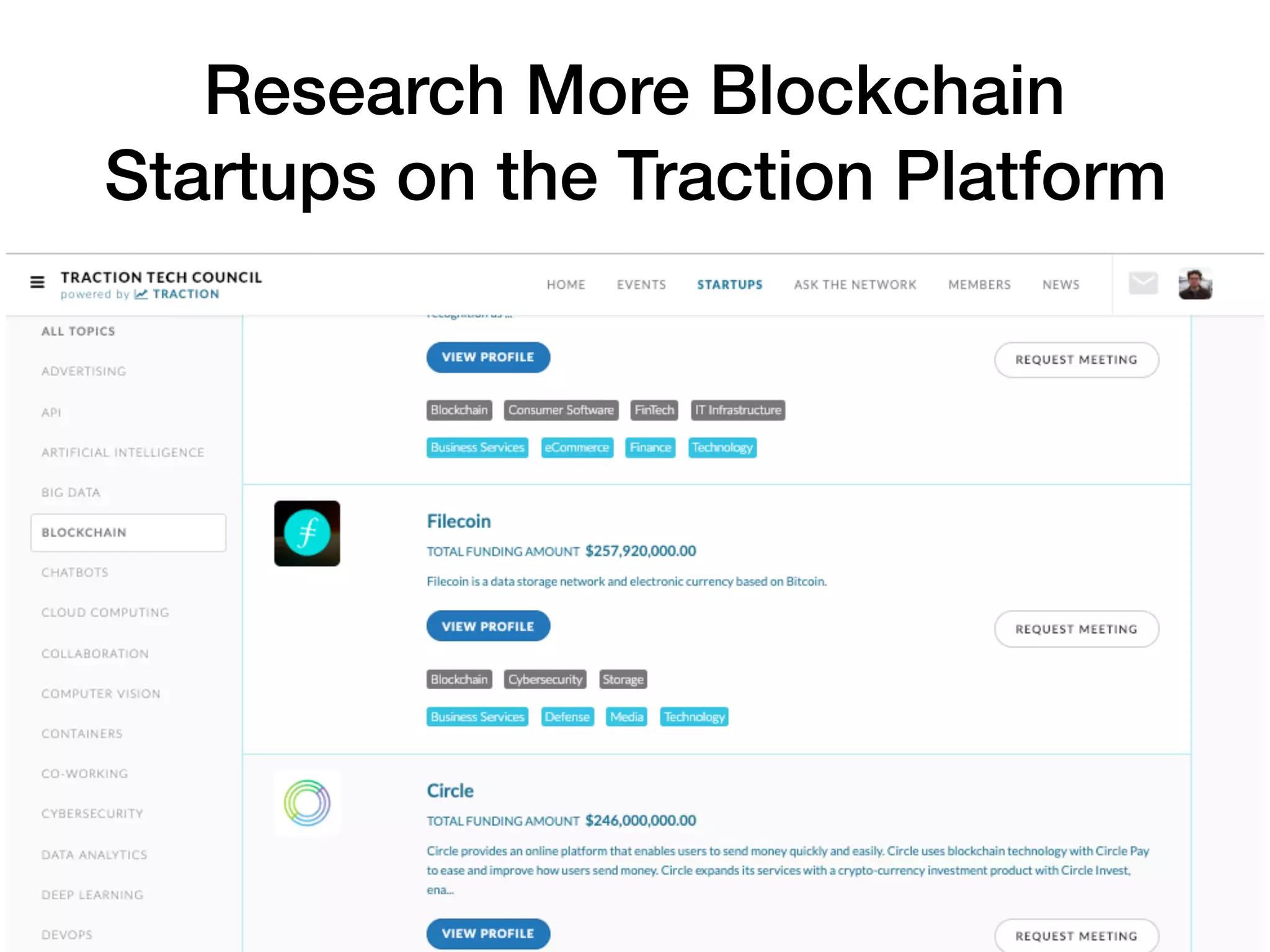Research More Blockchain
Startups on the Traction Platform
 
