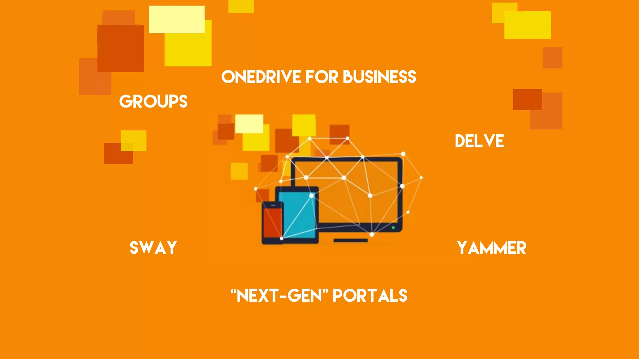 Groups
Delve
OneDrive for Business
Sway Yammer
“Next-Gen” Portals
 