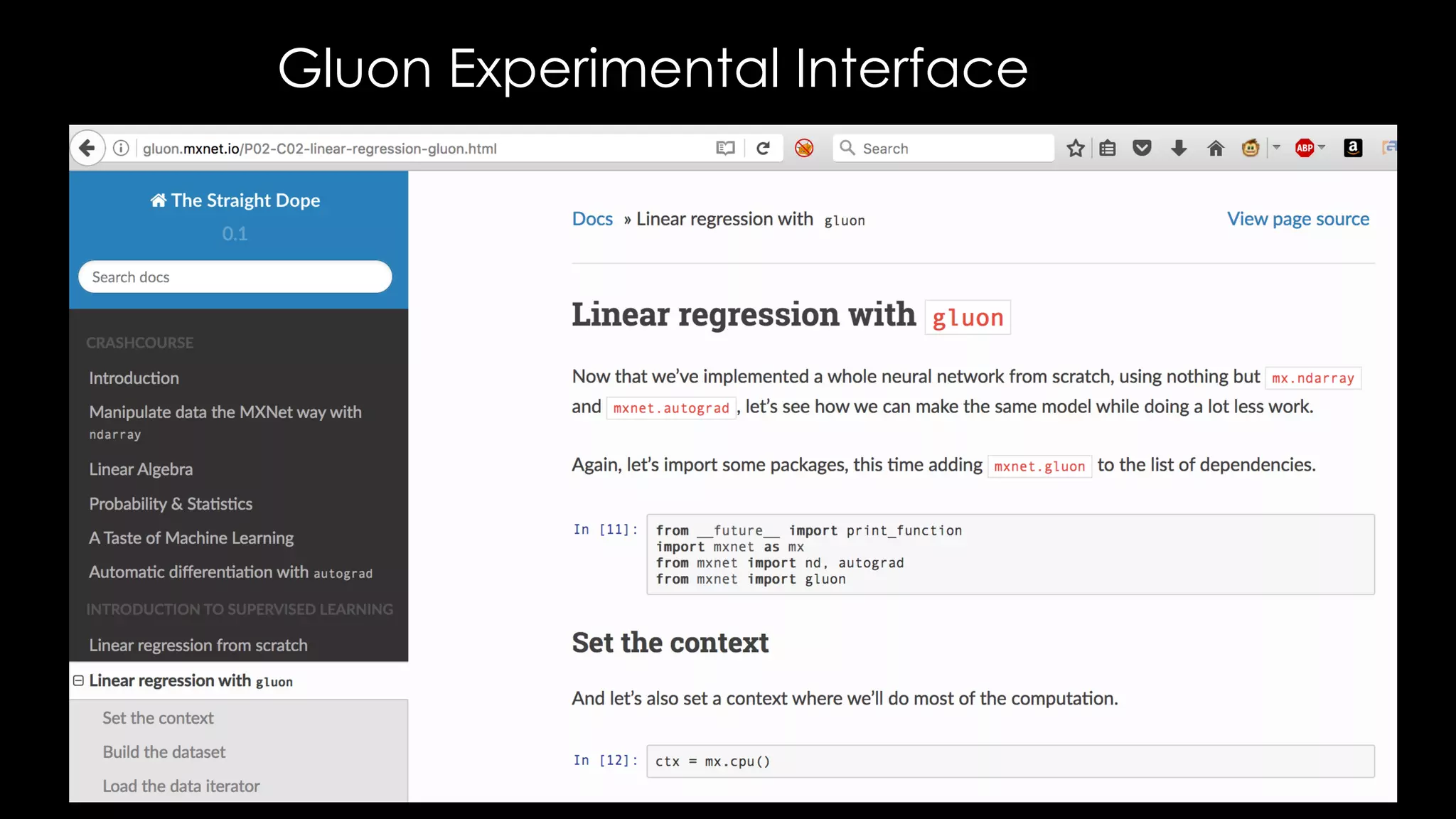 Gluon Experimental Interface
 