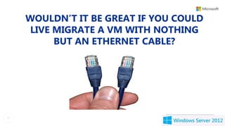 WOULDN’T IT BE GREAT IF YOU COULD
 LIVE MIGRATE A VM WITH NOTHING
      BUT AN ETHERNET CABLE?
 
