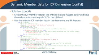 Dynamic Member Lists for ICP Dimension (cont’d)
• Solution (cont’d):
• Create the ICP member lists for the entities that a...