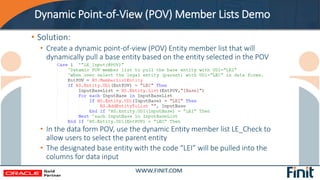 Dynamic Point-of-View (POV) Member Lists Demo
• Solution:
• Create a dynamic point-of-view (POV) Entity member list that w...