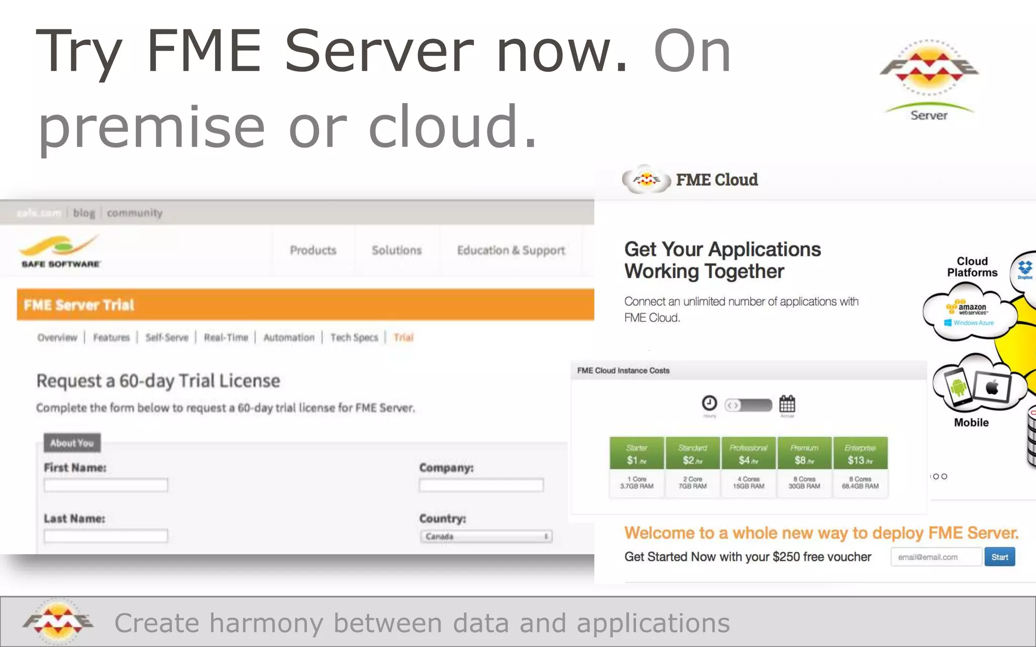 Try FME Server now. On
premise or cloud.

Create harmony between data and applications

 