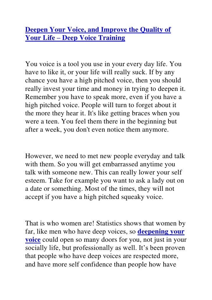 Deepen your voice and improve the quality of your life deep voice