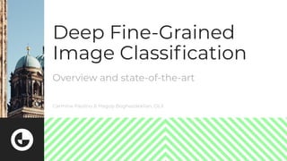 Deep Fine-Grained
Image Classiﬁcation
Overview and state-of-the-art
Carmine Paolino & Hagop Boghazdeklian, OLX
 