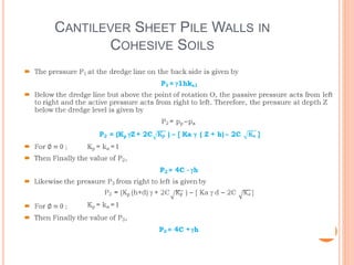 CANTILEVER SHEET PILE WALLS IN
COHESIVE SOILS
 