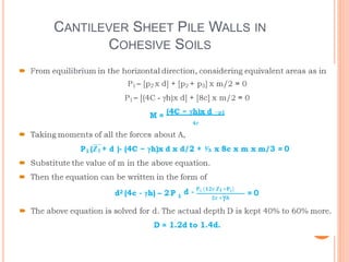 CANTILEVER SHEET PILE WALLS IN
COHESIVE SOILS
 