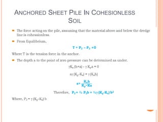 ANCHORED SHEET PILE IN COHESIONLESS
SOIL
 