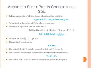 ANCHORED SHEET PILE IN COHESIONLESS
SOIL
 