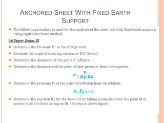 ANCHORED SHEET WITH FIXED EARTH
SUPPORT
 
