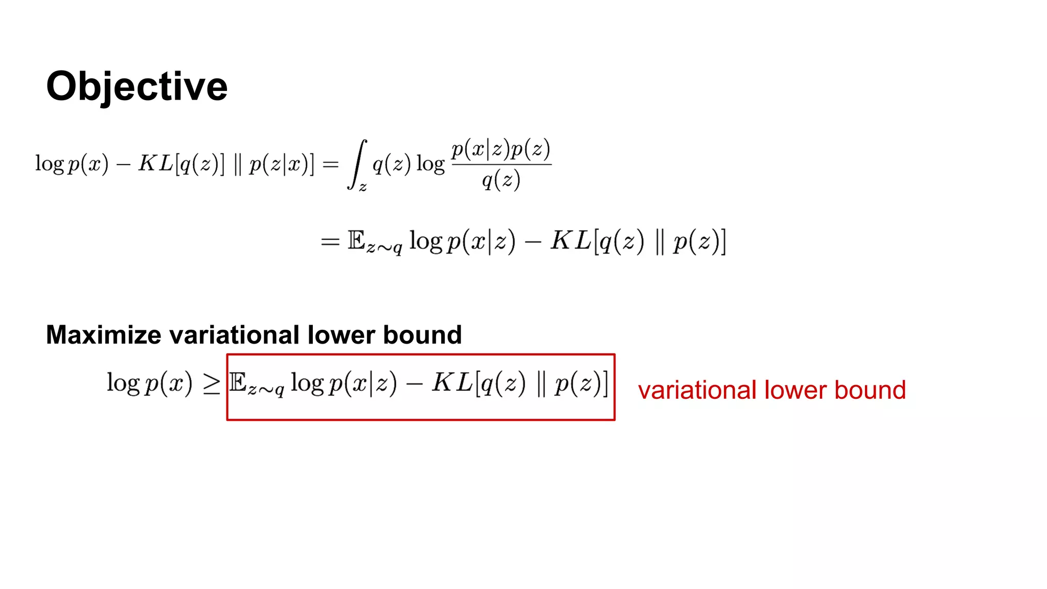 Objective
Maximize variational lower bound
variational lower bound
 