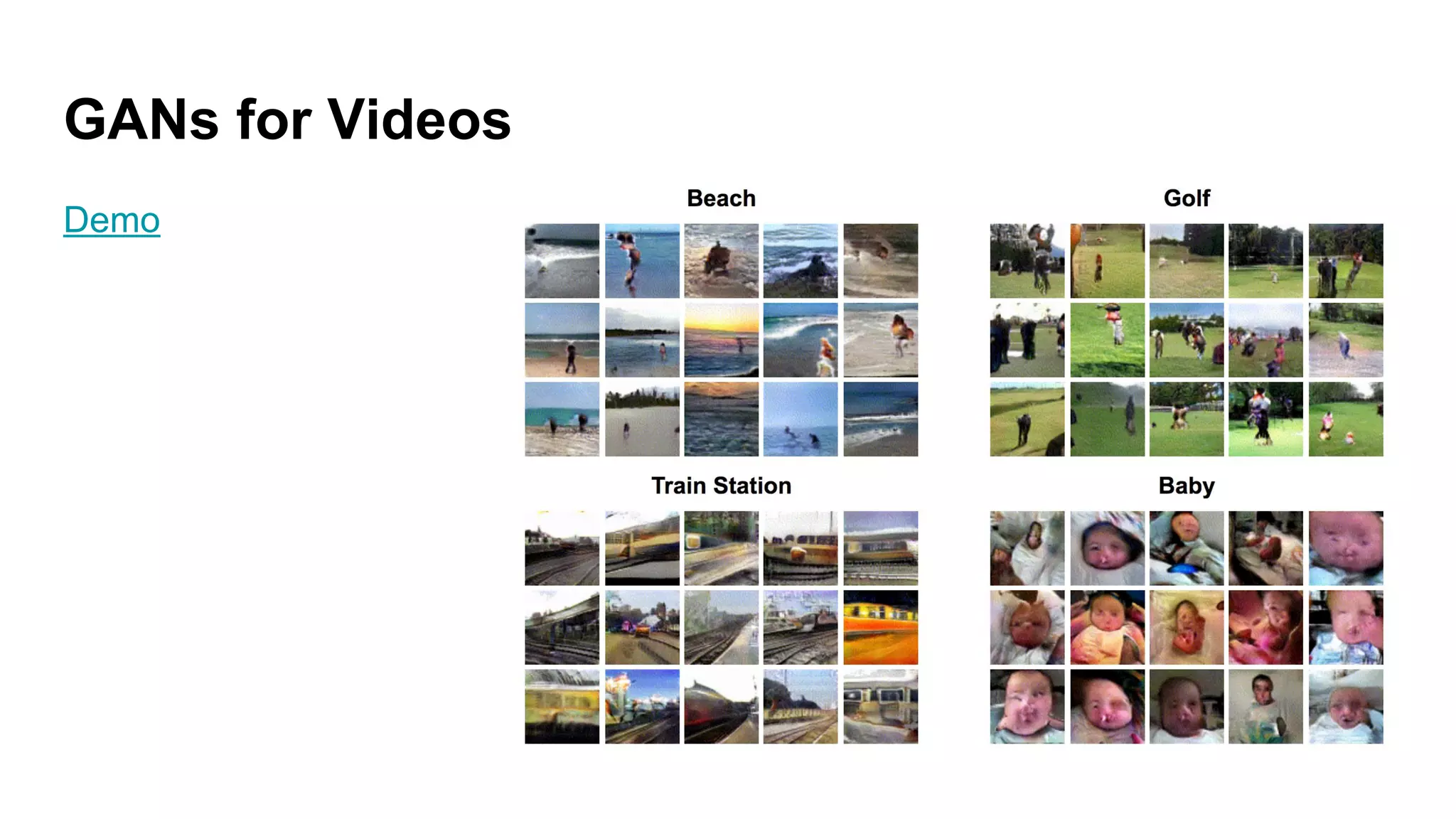 GANs for Videos
Demo
 