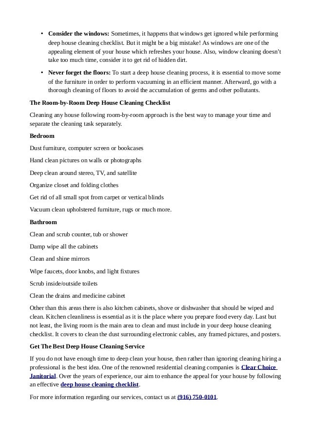 Deep House Cleaning Checklist Best Way To Keep The House Clean