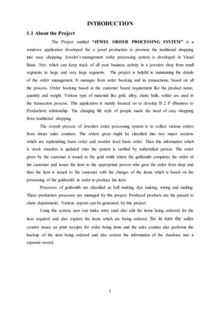 Deepika jewel order processing system | DOC