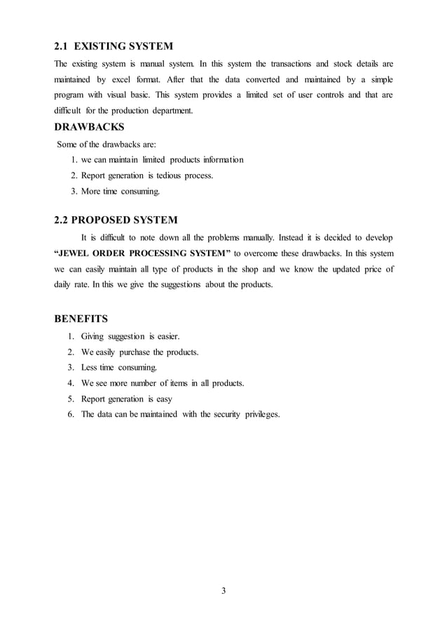 Deepika jewel order processing system | DOC