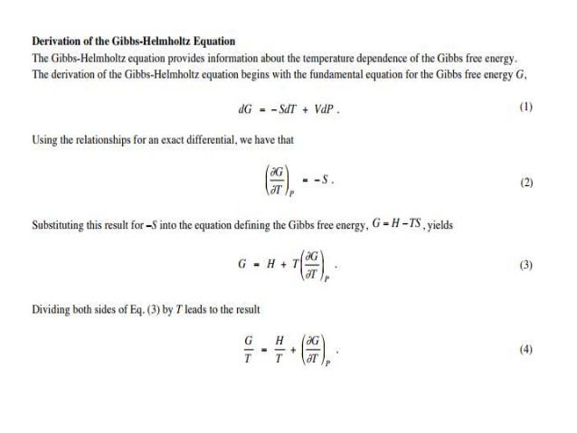 The Gibbs Helmholtz Equation Deepika Malviya Bsc I Sem