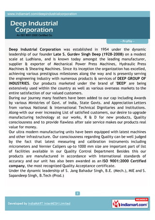 Deep Industrial Corporation, Ludhiana,Mechanical Power Press