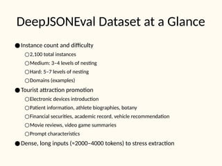 DeepJSONEval Benchmarking Complex Nested JSON Data Mining for LLMs | PPTX