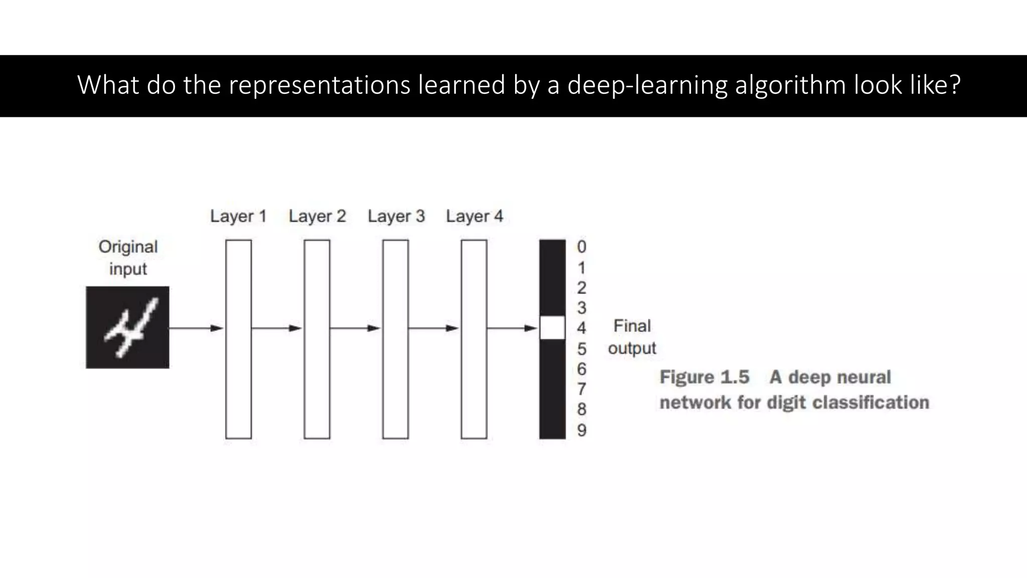 What do the representations learned by a deep-learning algorithm look like?
 