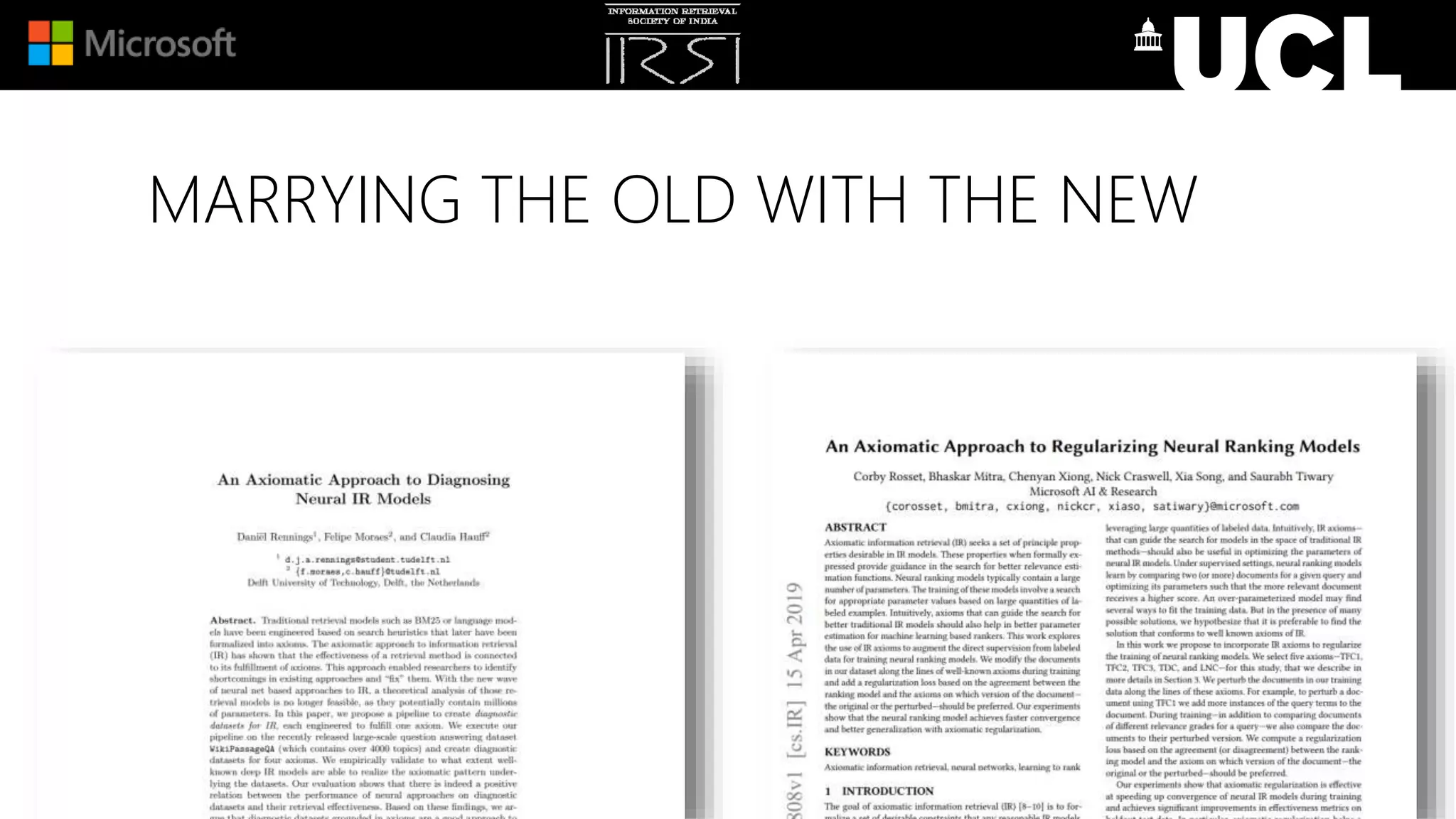 MARRYING THE OLD WITH THE NEW
 