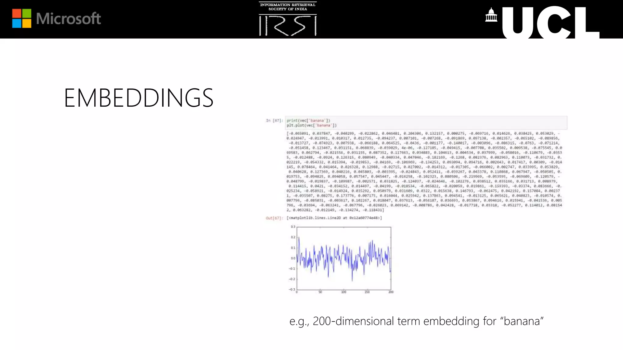 EMBEDDINGS
e.g., 200-dimensional term embedding for “banana”
 