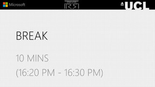BREAK
10 MINS
(16:20 PM - 16:30 PM)
 