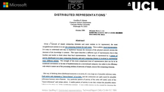 Hinton, Geoffrey E. Distributed representations. Technical Report CMU-CS-84-157, 1984
 